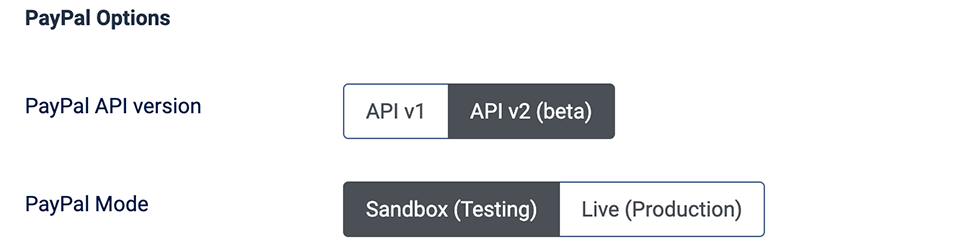 PayPal API v2 option